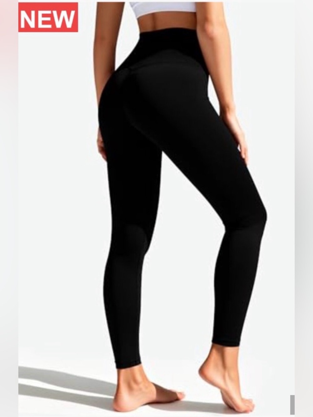 Essential Black High Waisted Non-See Through Stretch Leggings Tummy Control - Picture 5 of 7
